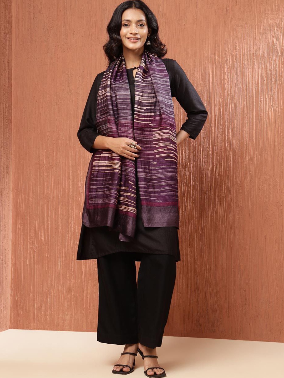 

Fabindia Women Woven Design Stole, Purple