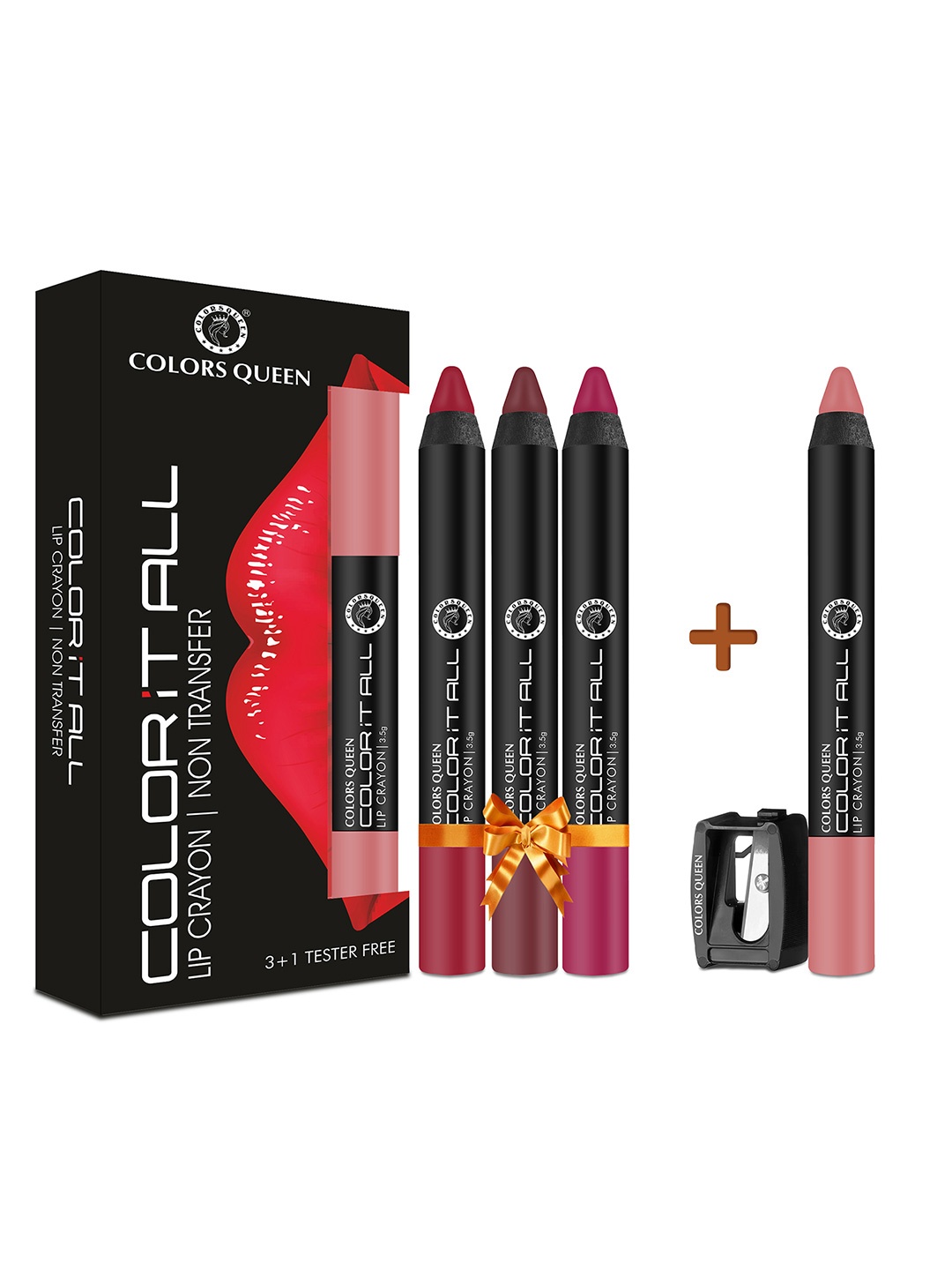 

Colors Queen Color It All Set Of 4 Non Transfer Matte Lip Crayon - 3.5g Each - 01-02-08-20, Multi