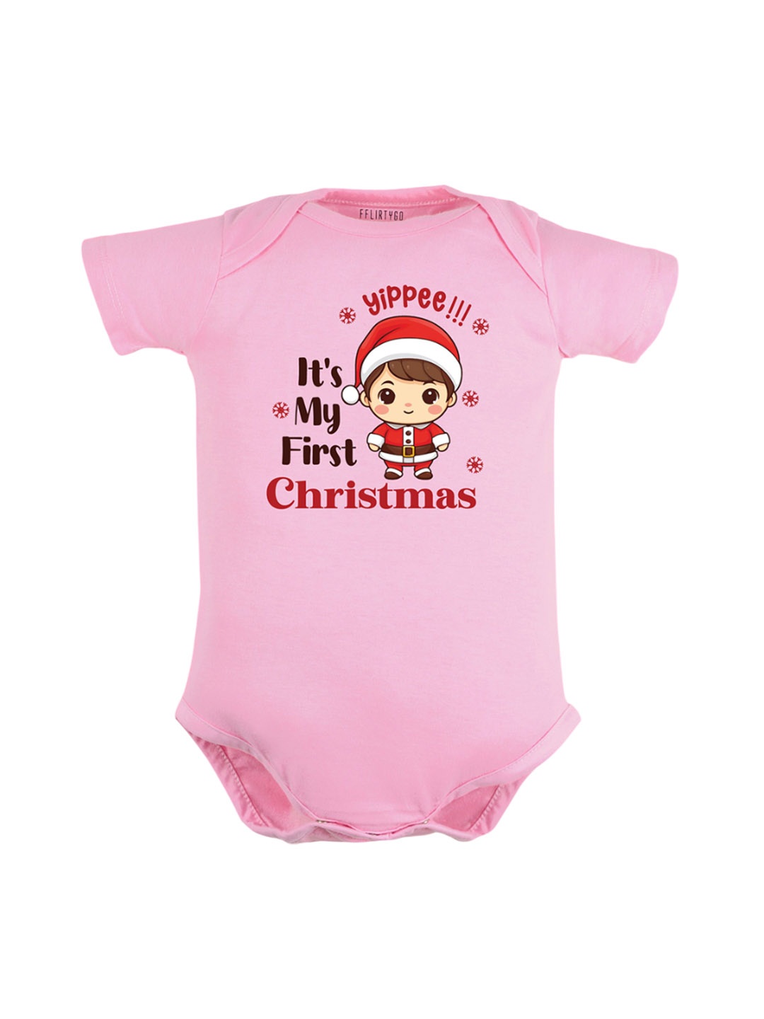 

FFLIRTYGO Infants Printed Pure Cotton Half Sleeves Bodysuit, Pink