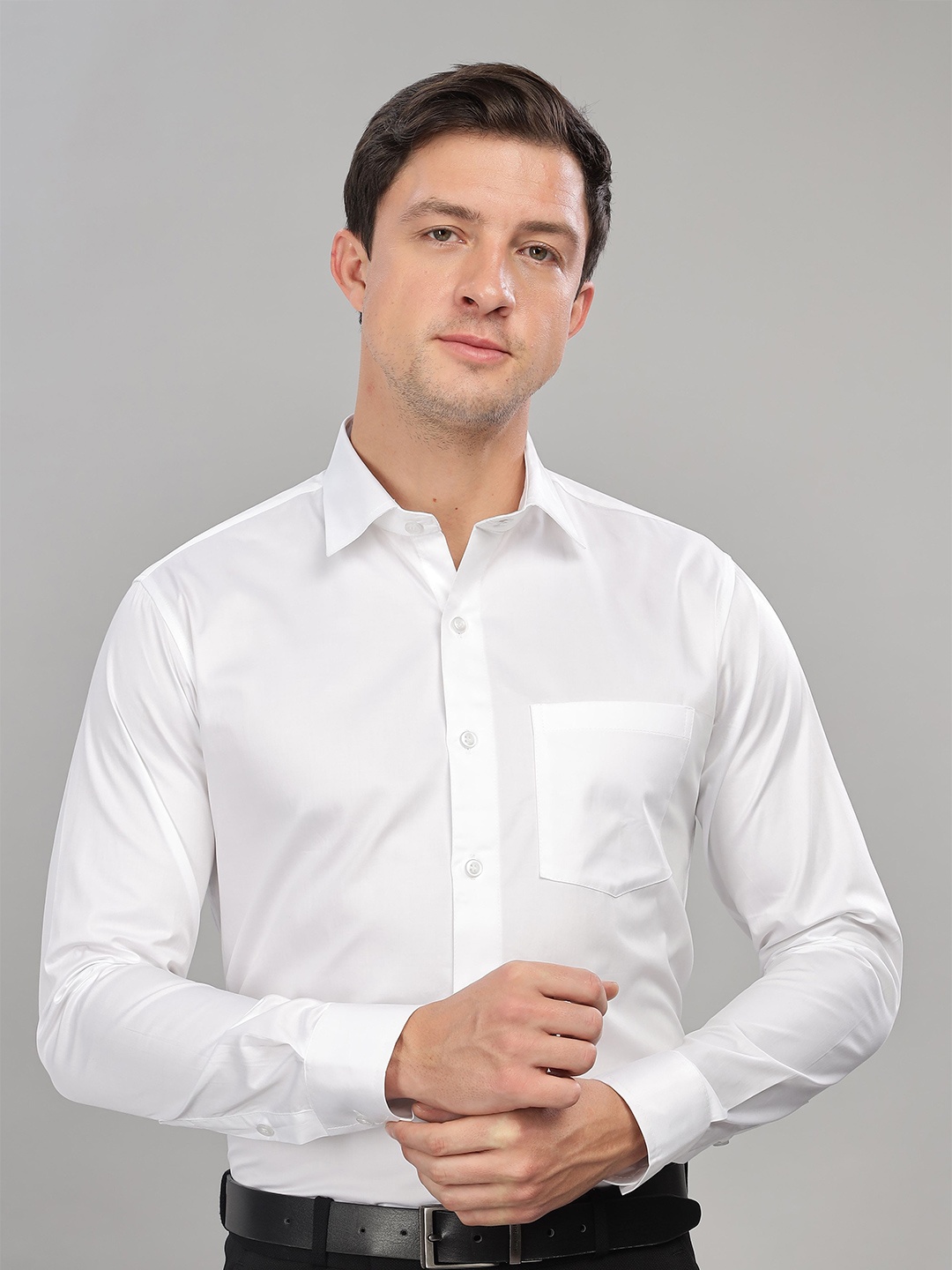 

Infinity Trnd Men Comfort Spread Collar Solid Cotton Formal Shirt, White