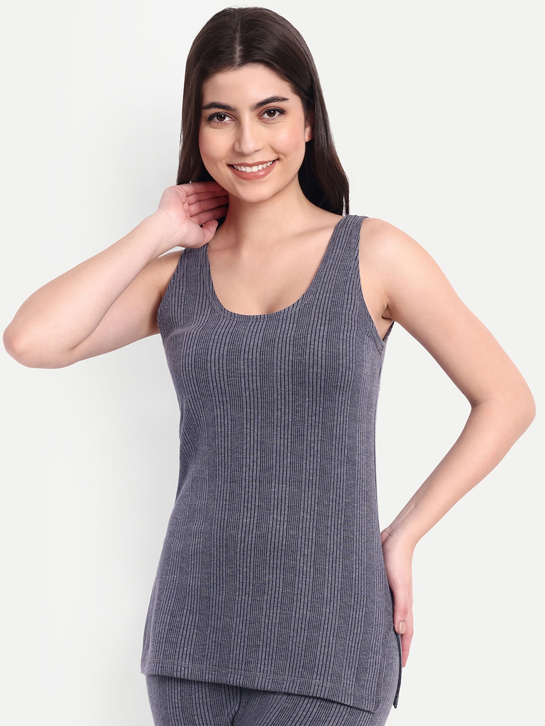 

ZEFFIT Ribbed Cotton Thermal Top, Grey