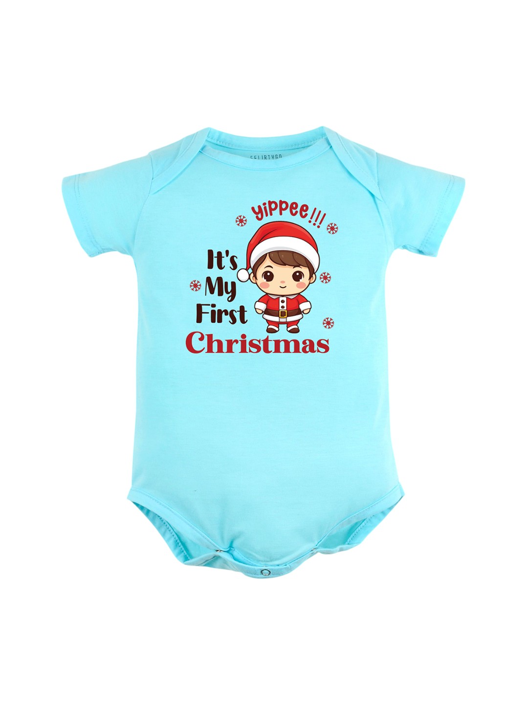 

FFLIRTYGO Infants Printed Pure Cotton Half Sleeves Bodysuit, Turquoise blue