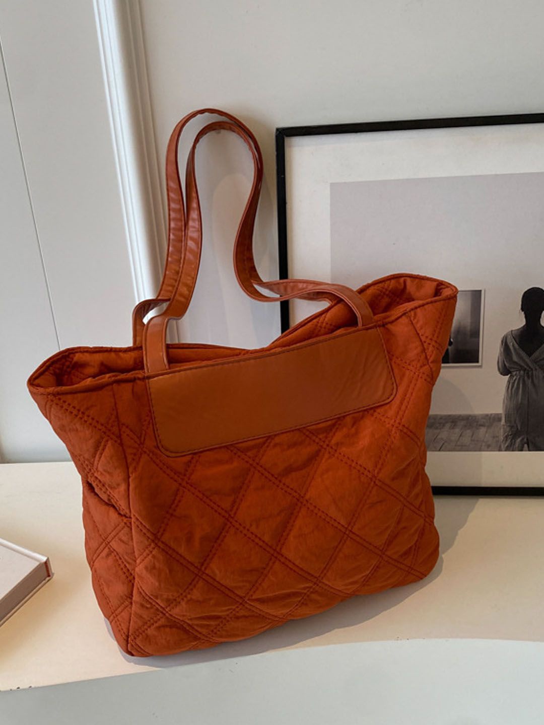 

StyleCast Orange Checked Structured Stylish Shoulder Bag
