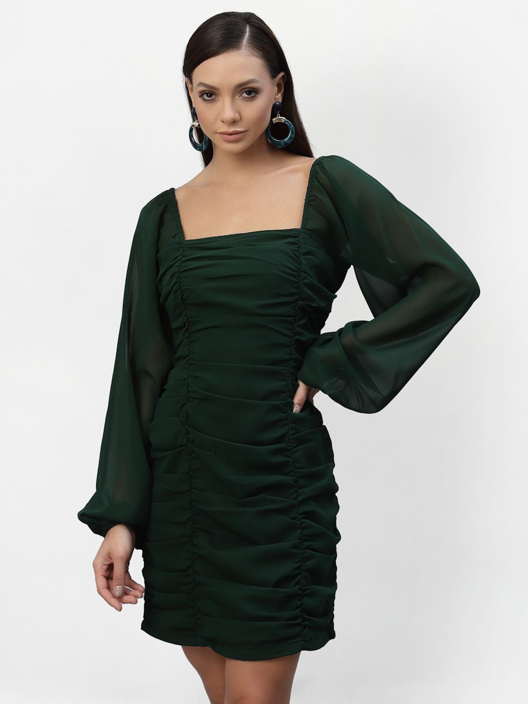 

BAESD Women Gathered Ruched Bodycon Dress, Green