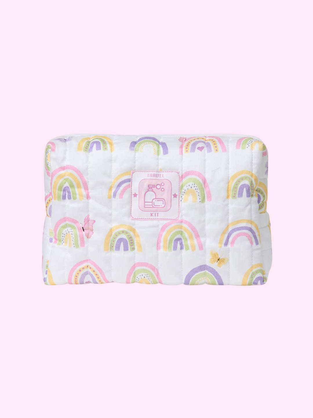 

Fancy Fluff Girls Rainbow Dreams Printed Travel Pouch, White