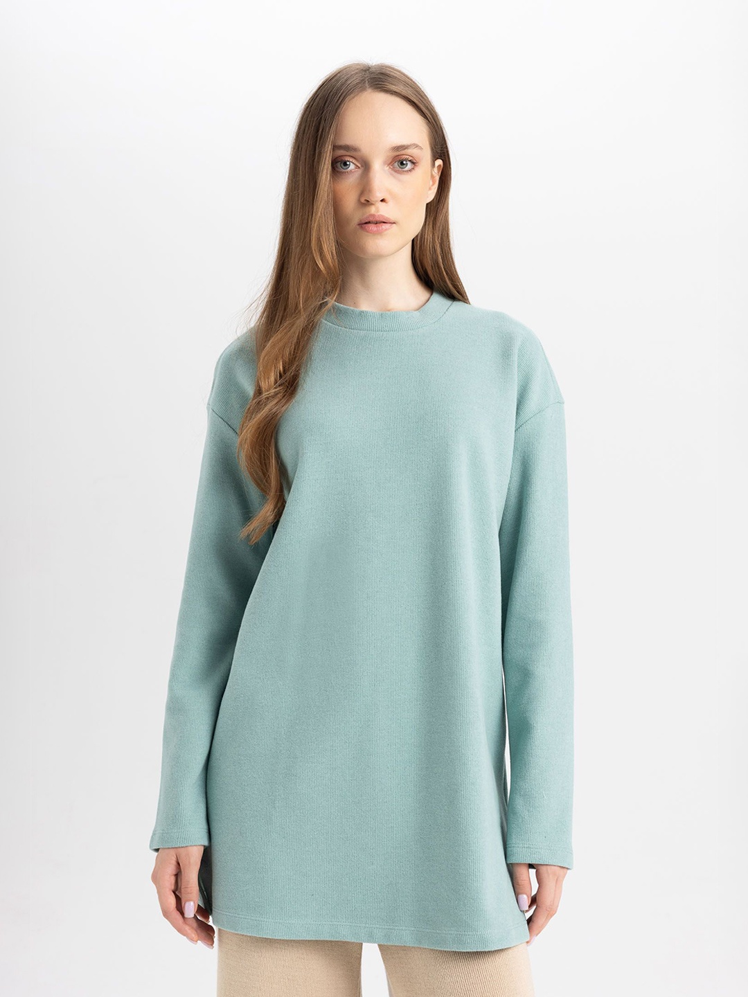 

DeFacto Women Round Neck Long Sleeves Tunic, Green