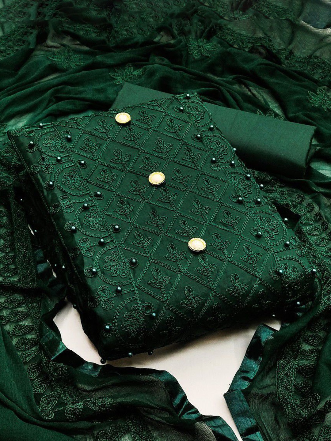 

Suha Unstitched Dress Material, Green