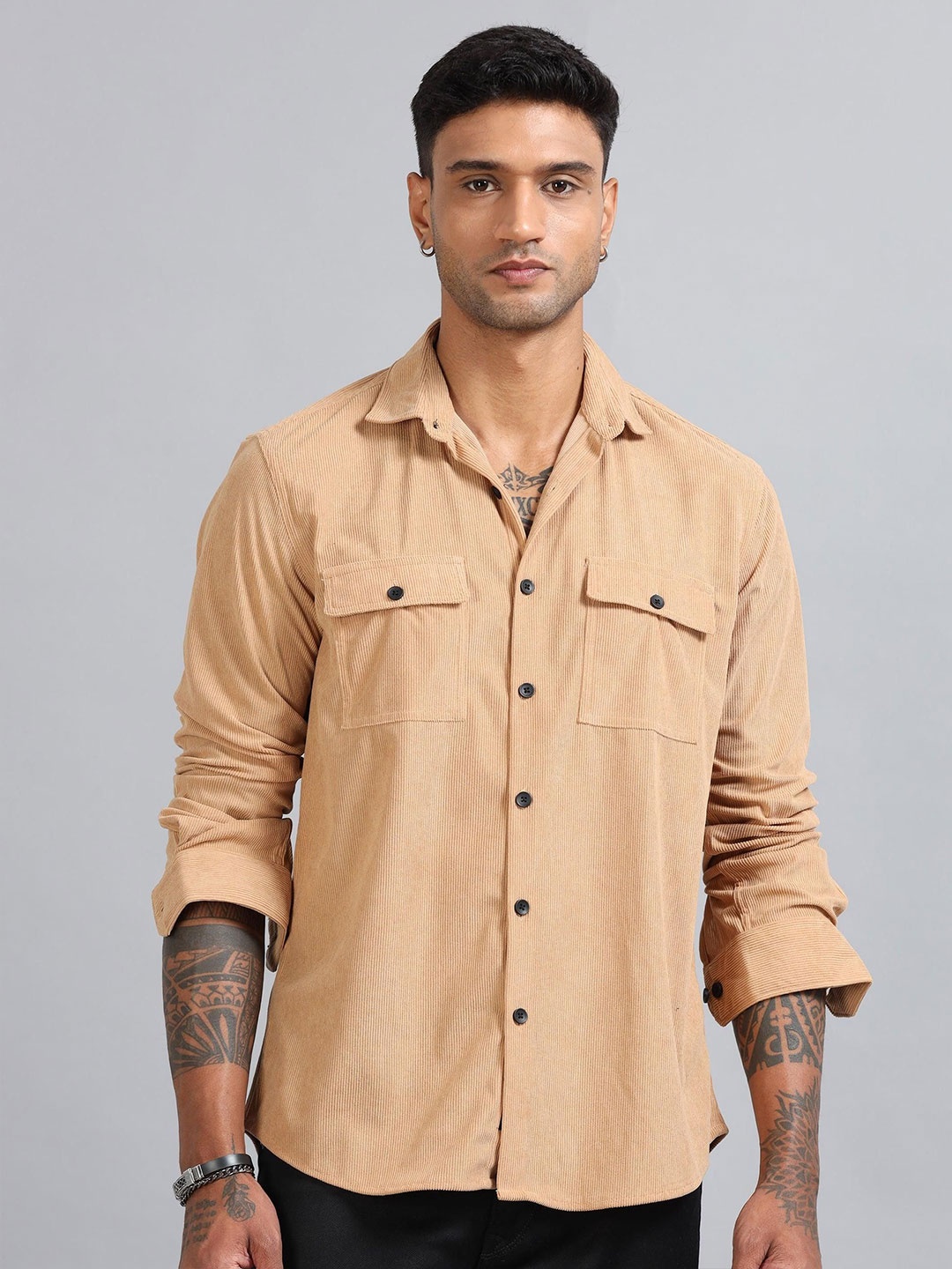 

HOUSE OF MAHNOTS Men Classic Opaque Casual Shirt, Brown