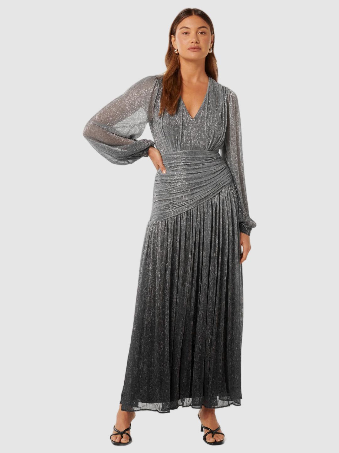 

Forever New Women Fit & Flare Maxi Dress, Silver
