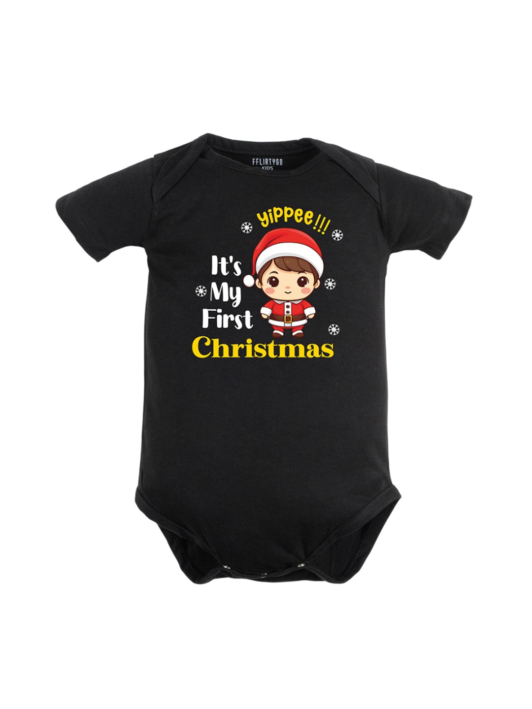 

FFLIRTYGO Infants Printed Cotton Bodysuit, Black