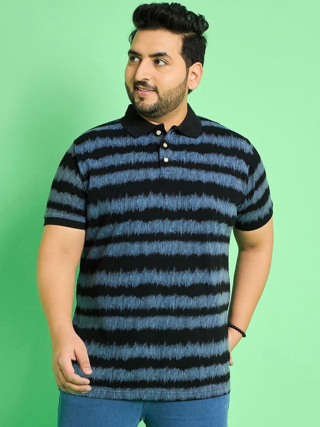 

bigbanana Men Striped Polo Collar Bio Finish Pockets T-shirt, Multi