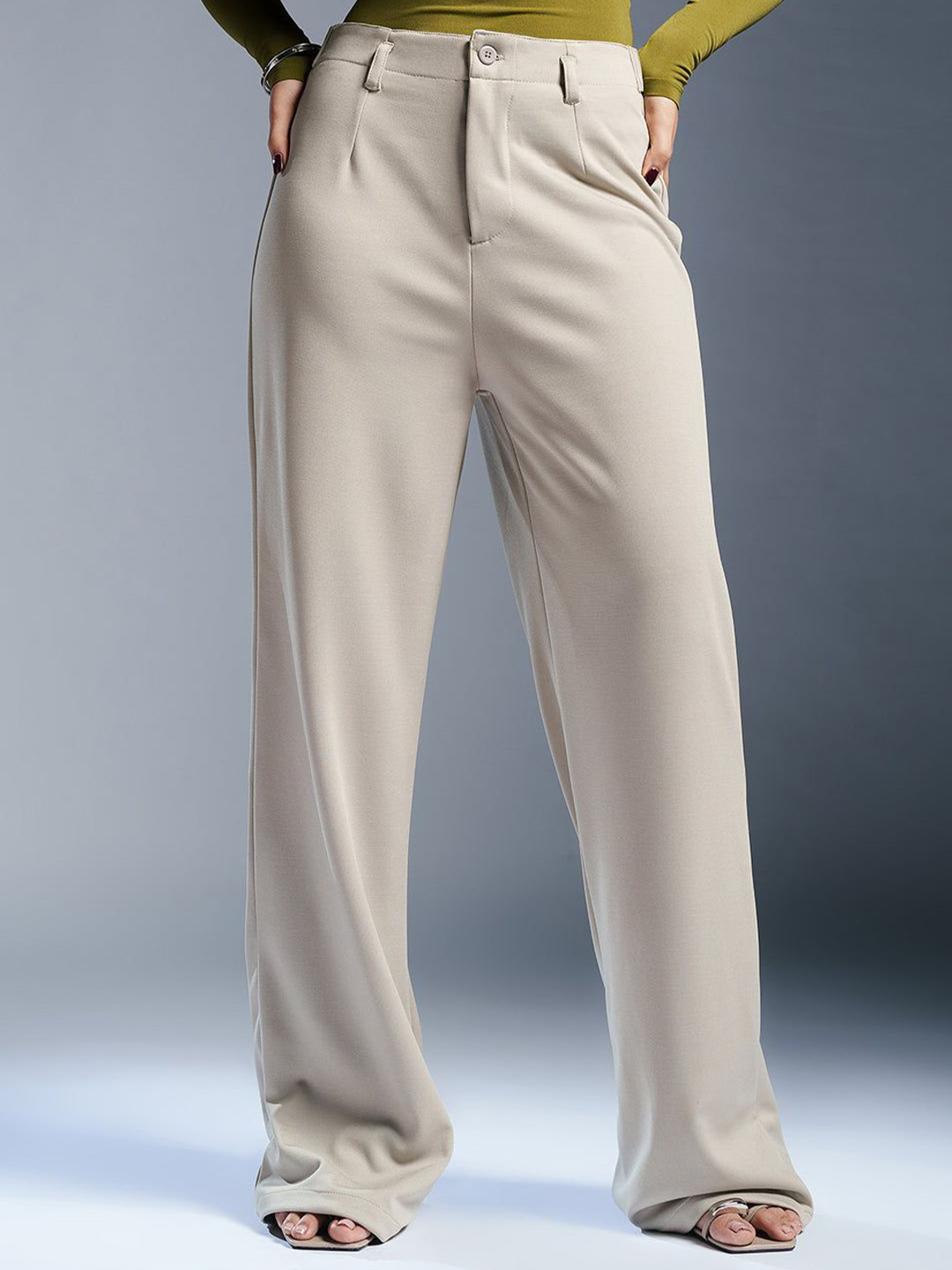 

FREAKINS Women Relaxed Straight Leg Wide Leg Adjustable Korean Pants, Grey