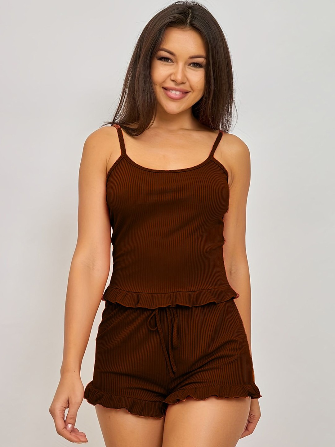 

Kellberry Women Shoulder Straps Sleeveless Night suit, Maroon