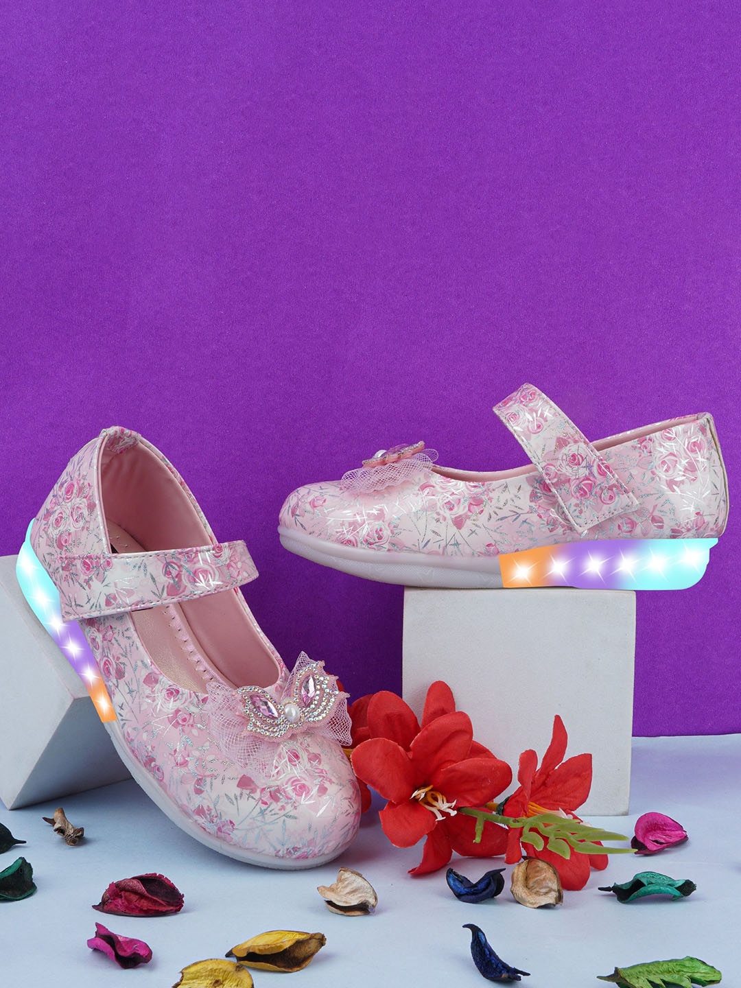 

BAESD Girls Printed Ballerinas with Laser Cuts Flats, Pink