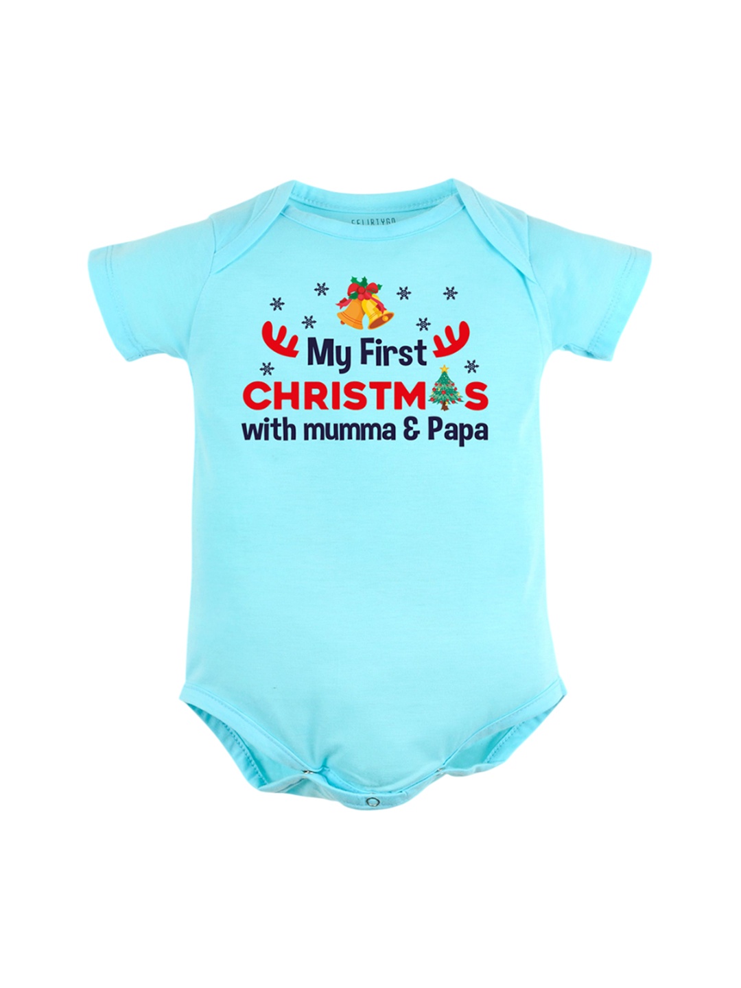 

FFLIRTYGO Infants Printed Half Sleeves Bodysuit, Turquoise blue