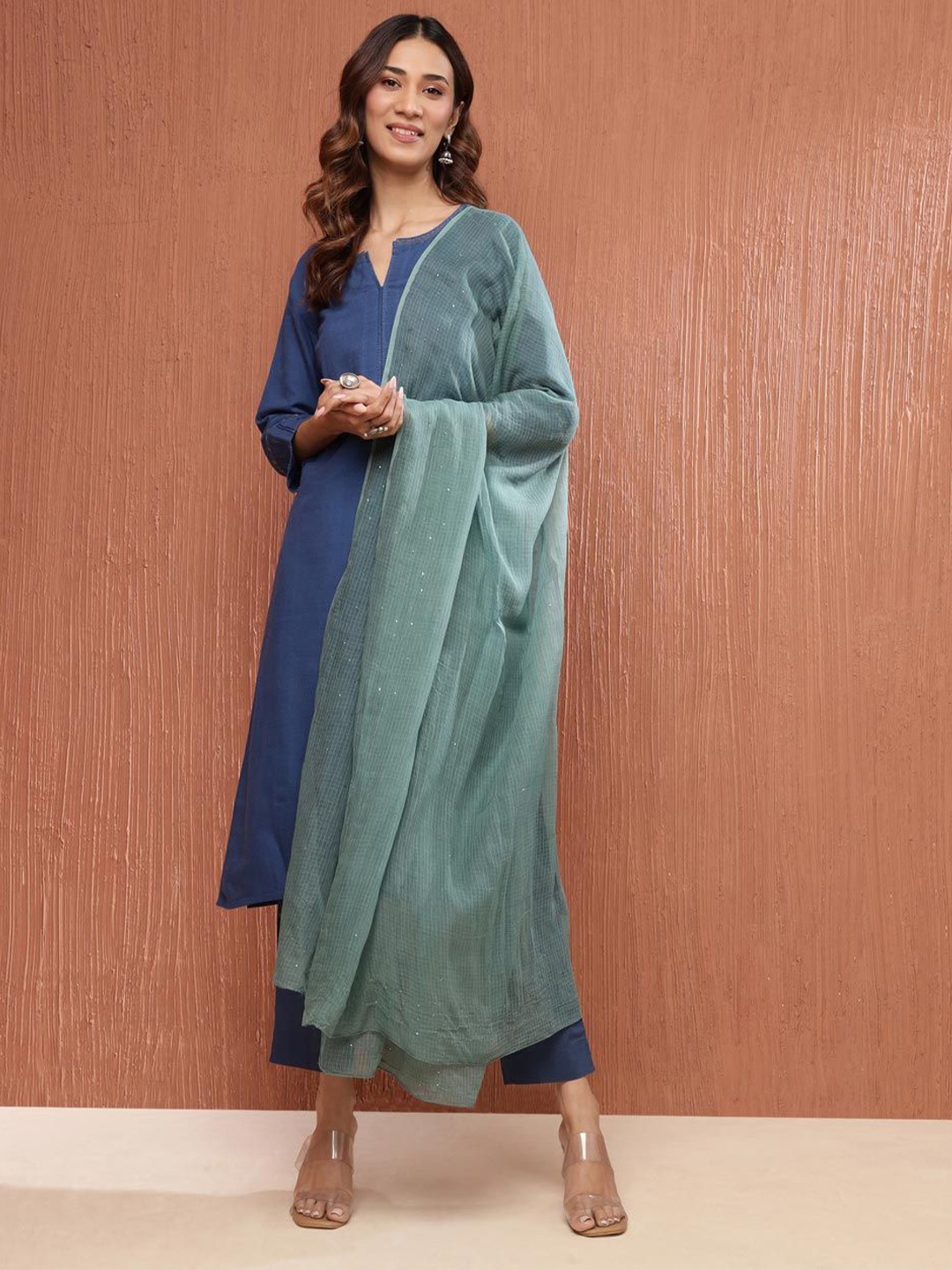 

Fabindia Embroidered Dupatta, Teal