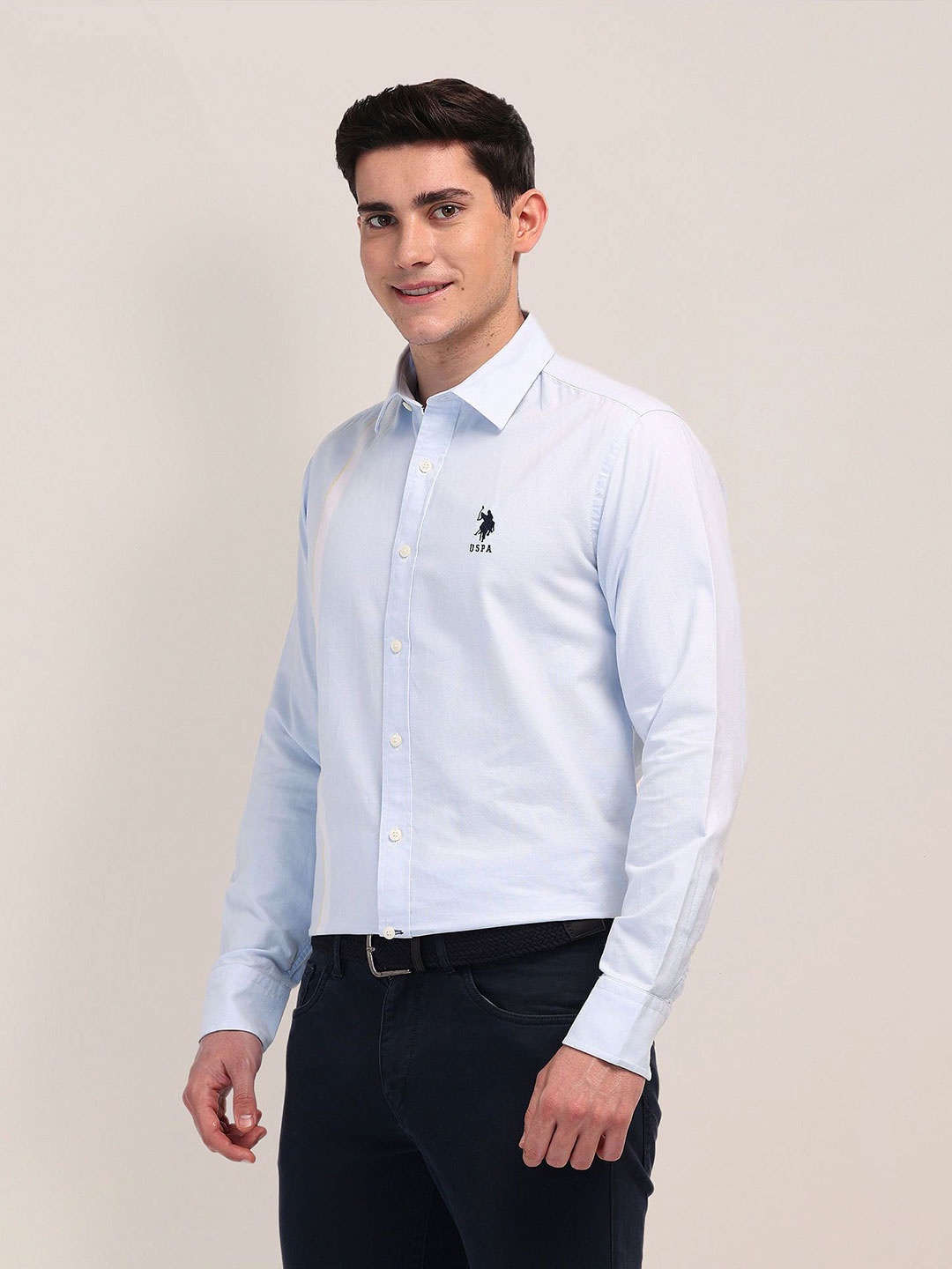 

U.S. Polo Assn. Men Tailored Fit Opaque Casual Shirt, Blue