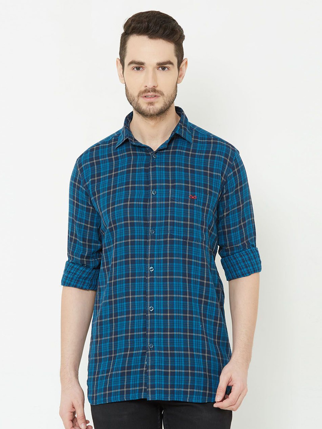 

Khatuji706 Men Comfort Opaque Printed Casual Shirt, Blue