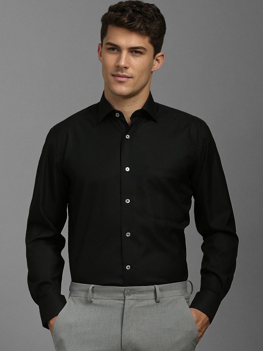 

Luxure by Louis Philippe Men Classic Opaque Formal Shirt, Black