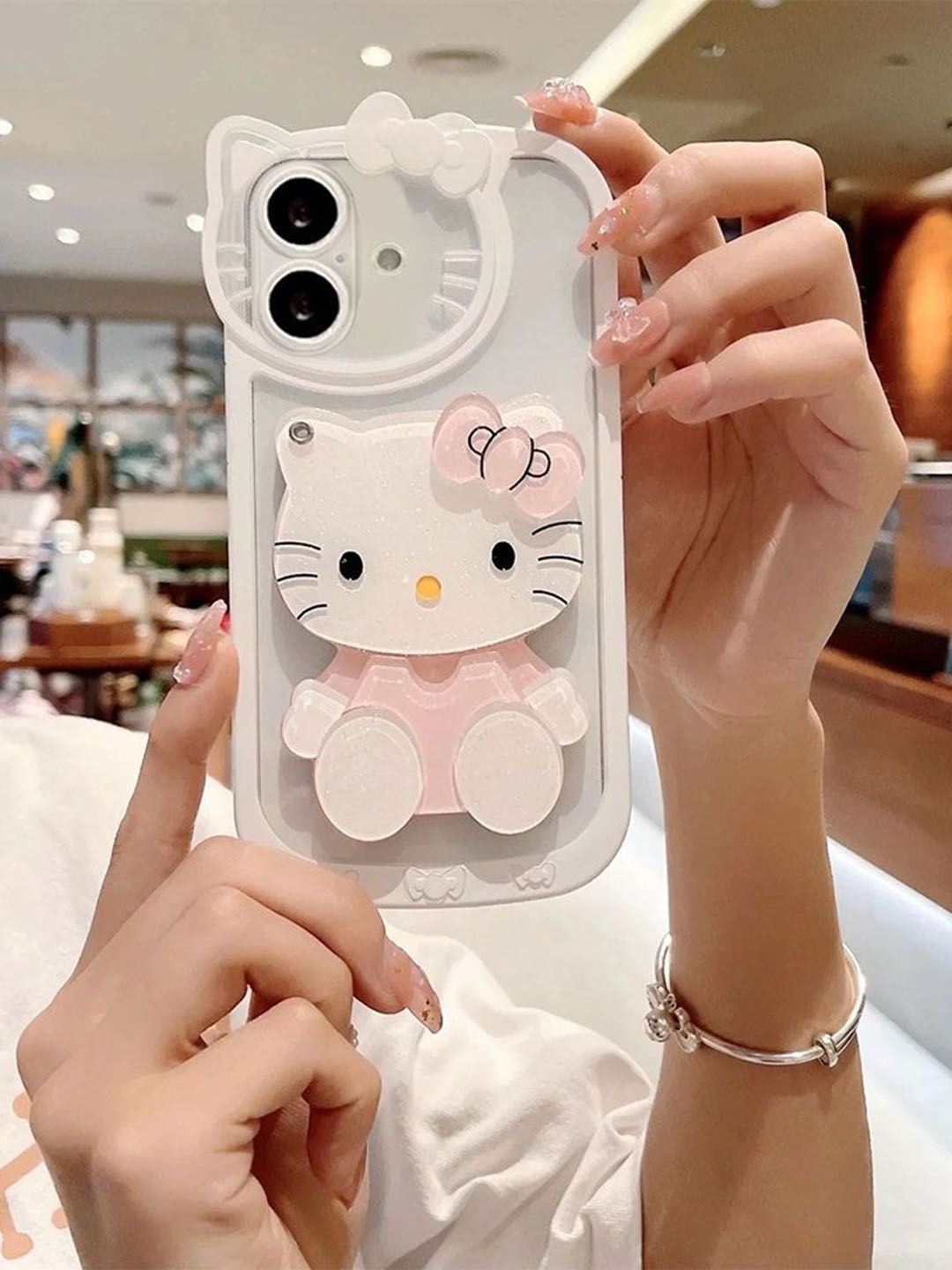 

Luxury Kase Solid Printed iPhone 16 Back Case Mobile Accessories, White