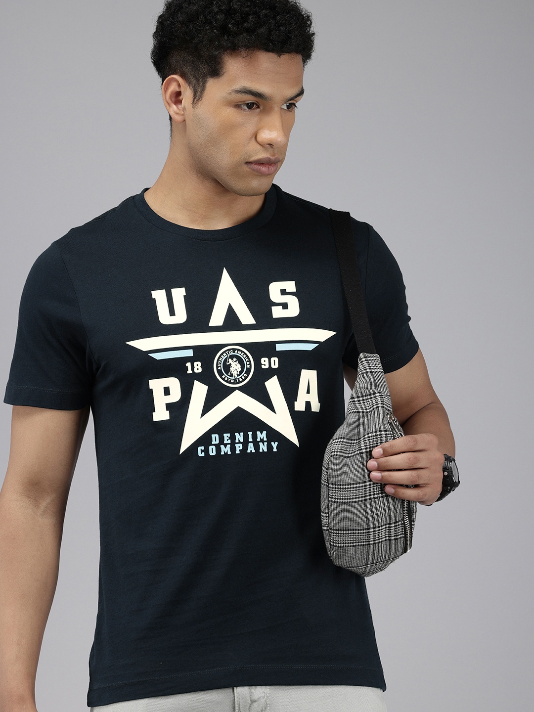 

U.S. Polo Assn. Denim Co. Brand Logo Printed Pure Cotton Slim Fit T-shirt, Navy blue