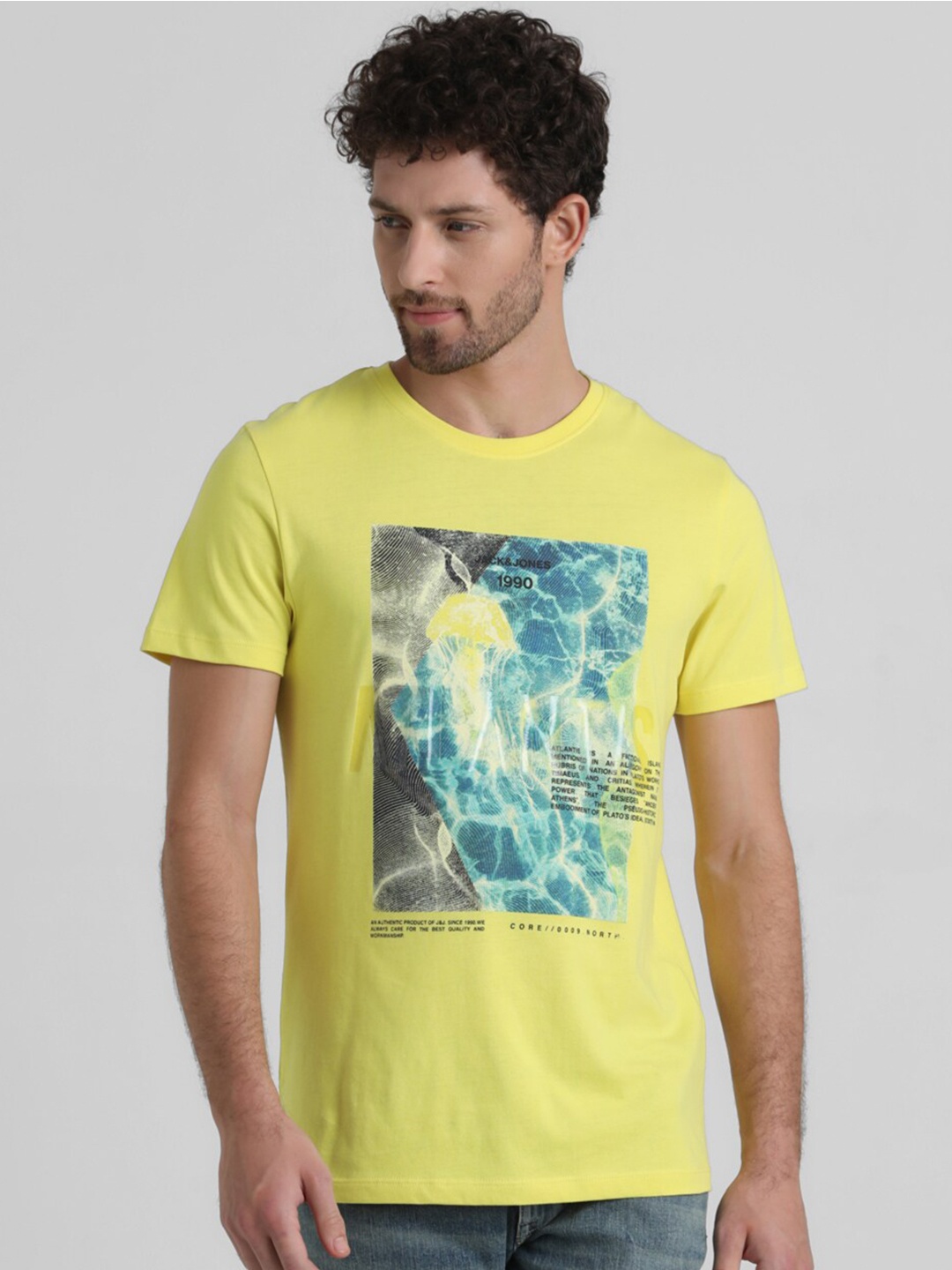 

Jack & Jones Slim Fit People and Places Cotton T-shirt, Yellow