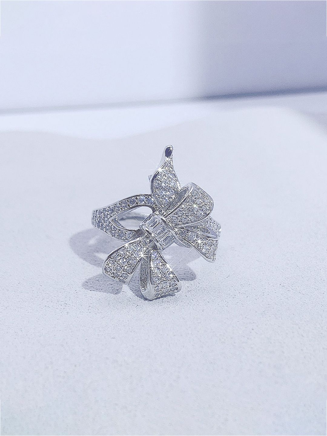 

Jewels Galaxy Silver Plated Crystals Stone-Studded Adjustable Finger Ring