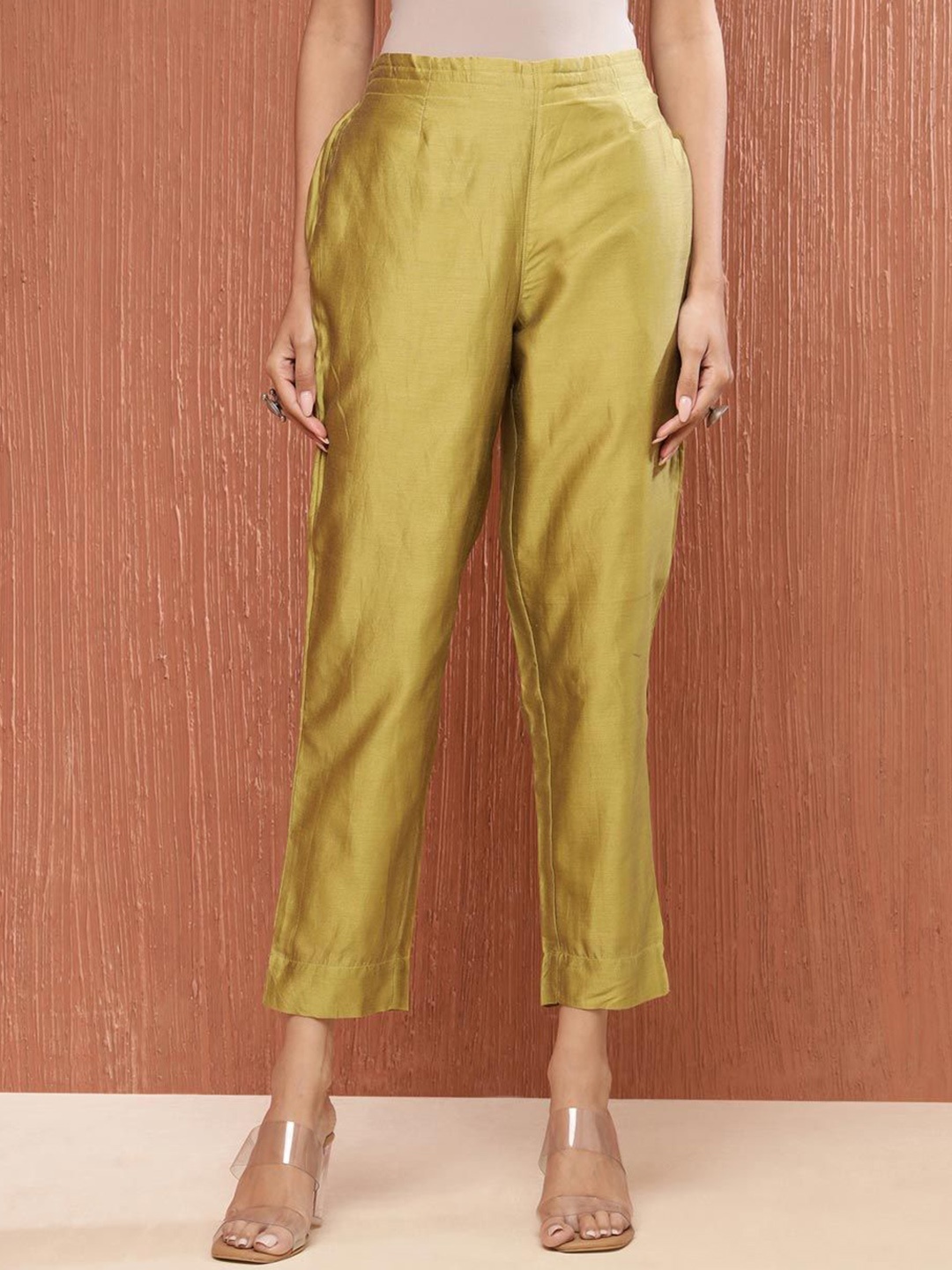 

Fabindia Women Mid-Rise Regular Trouser, Lime green