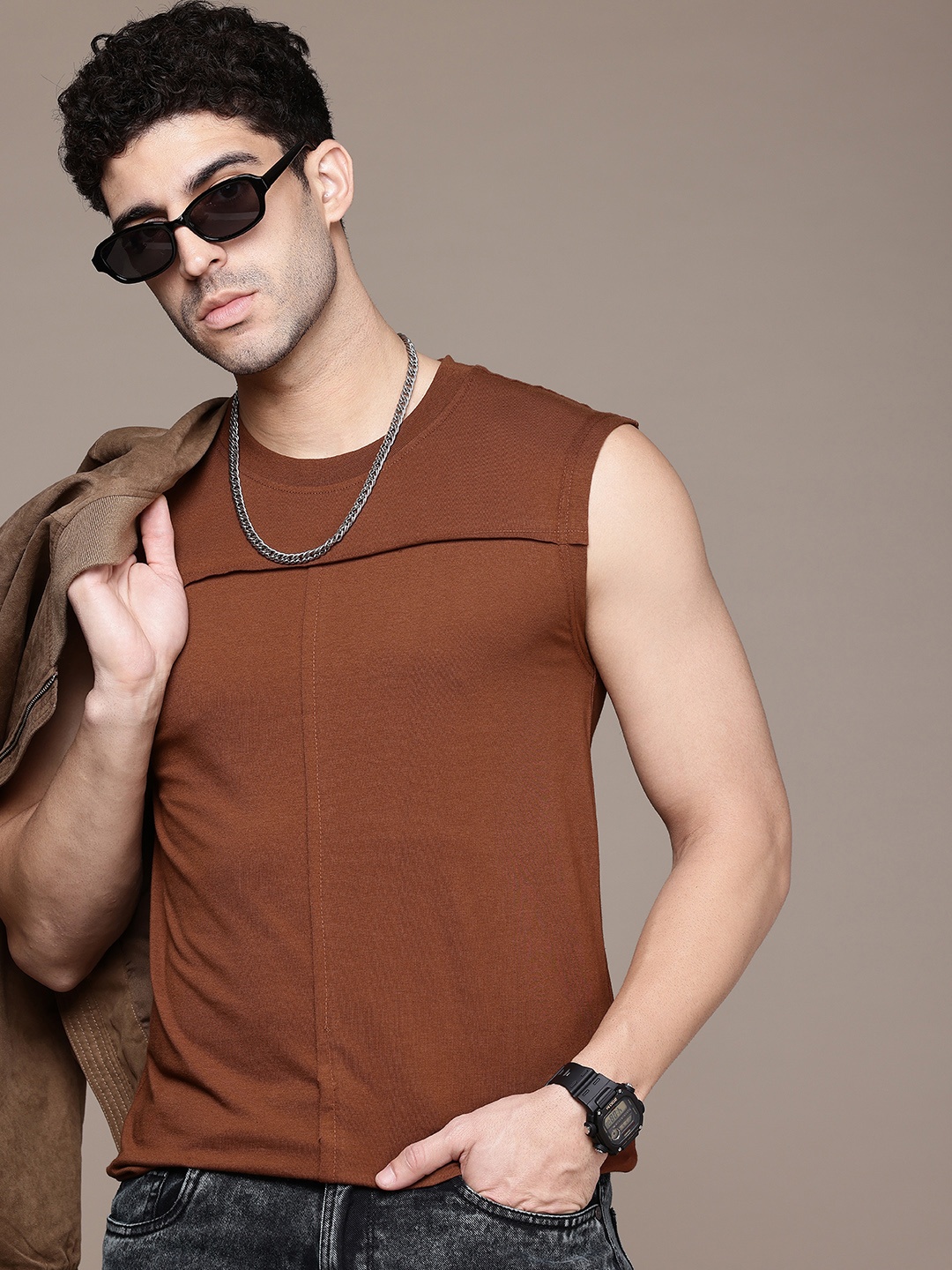 

The Roadster Life Co. Sleeveless T-shirt, Brown