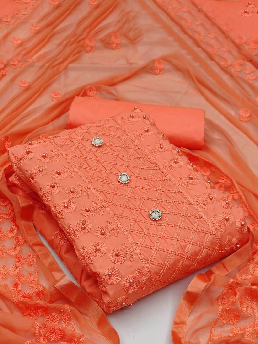 

Suha Unstitched Dress Material, Orange