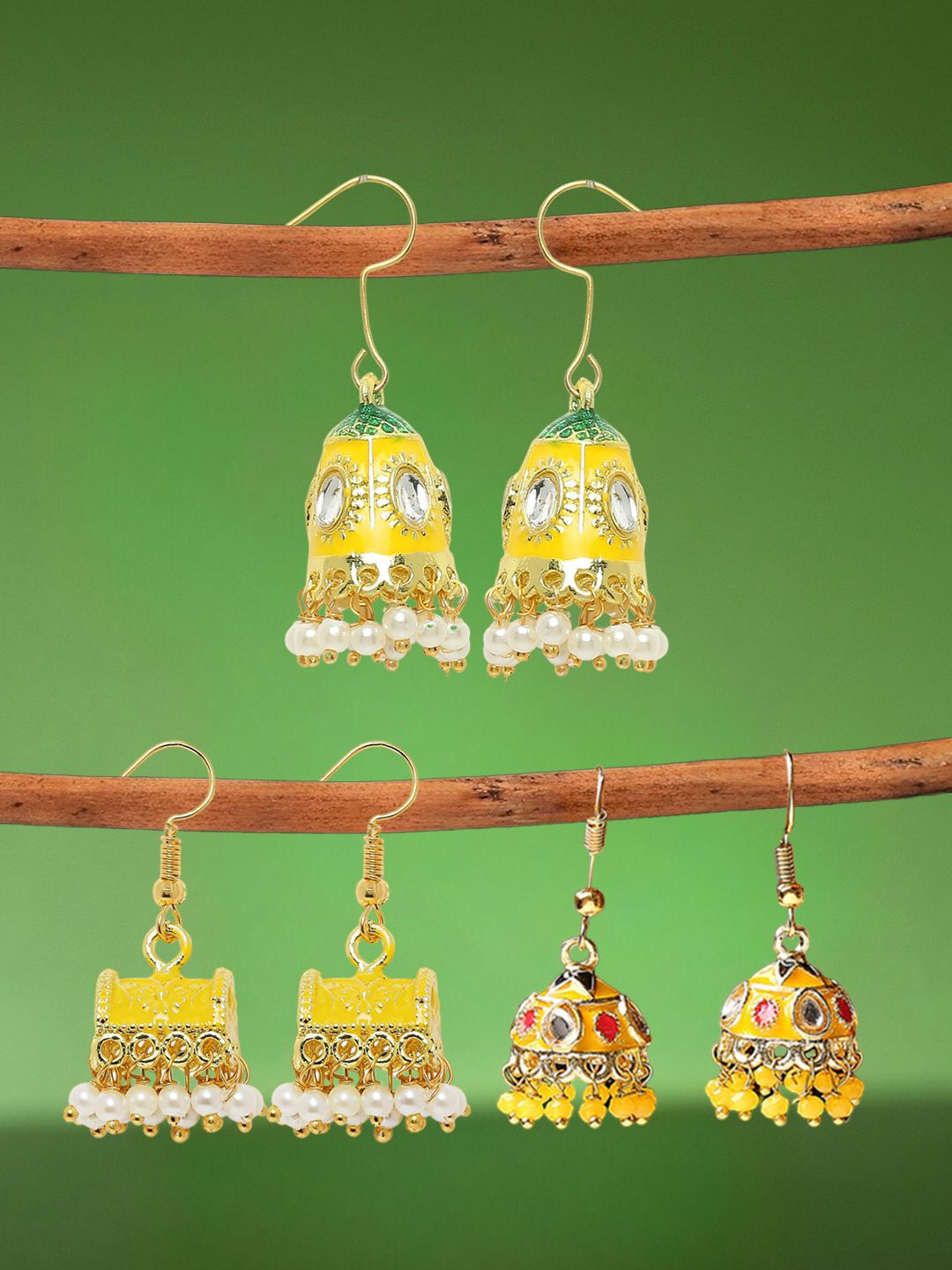 

Anouk Dome Shaped Jhumkas Earrings, Yellow