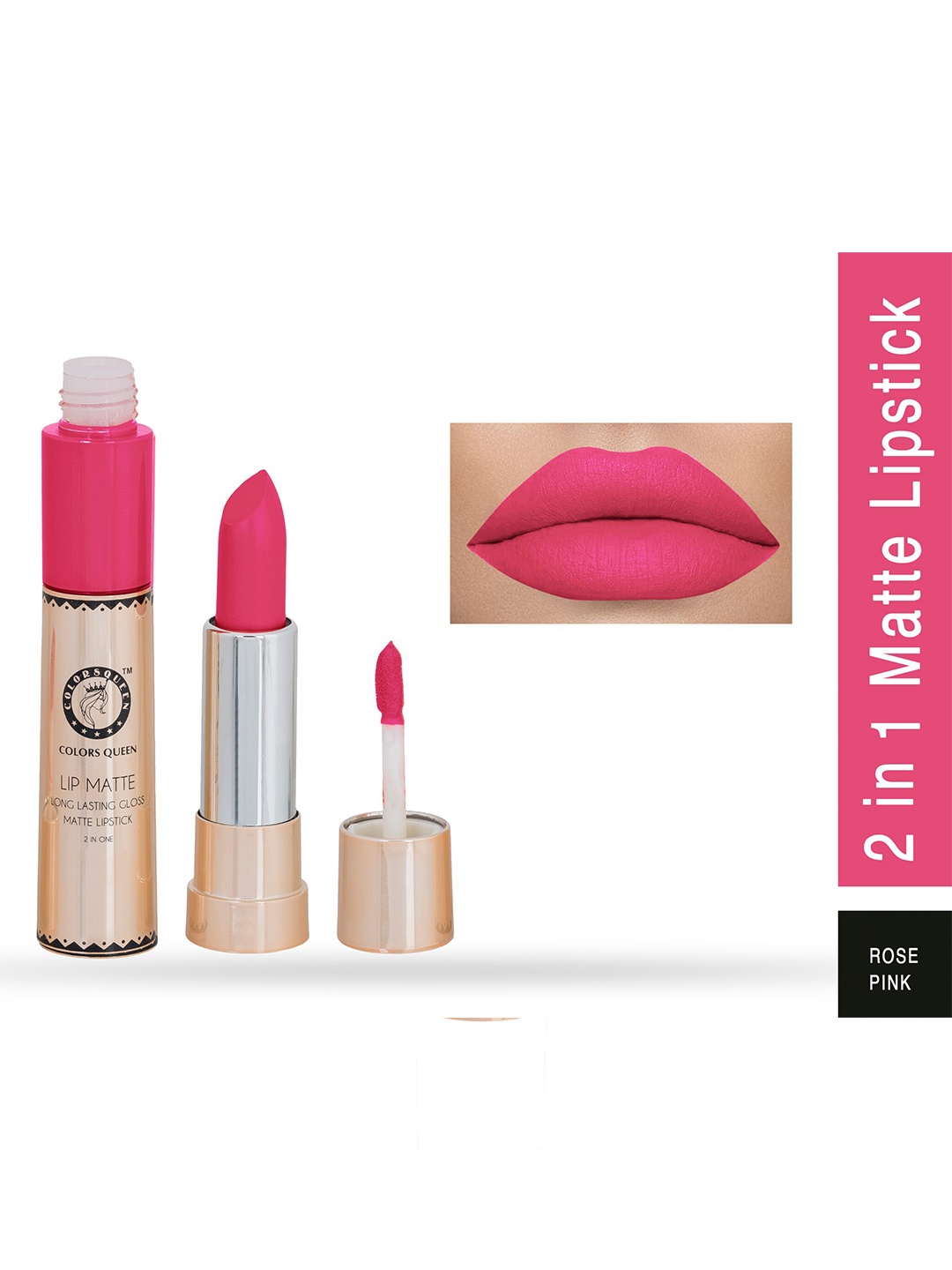 

Colors Queen Lip Matte Long Lasting Gloss 2 in 1 Lipstick 8 g - Rose Pink