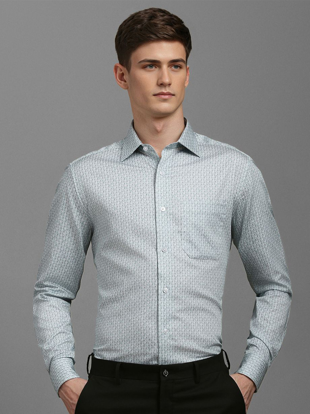 

Louis Philippe Men Classic Opaque Printed Formal Shirt, Blue