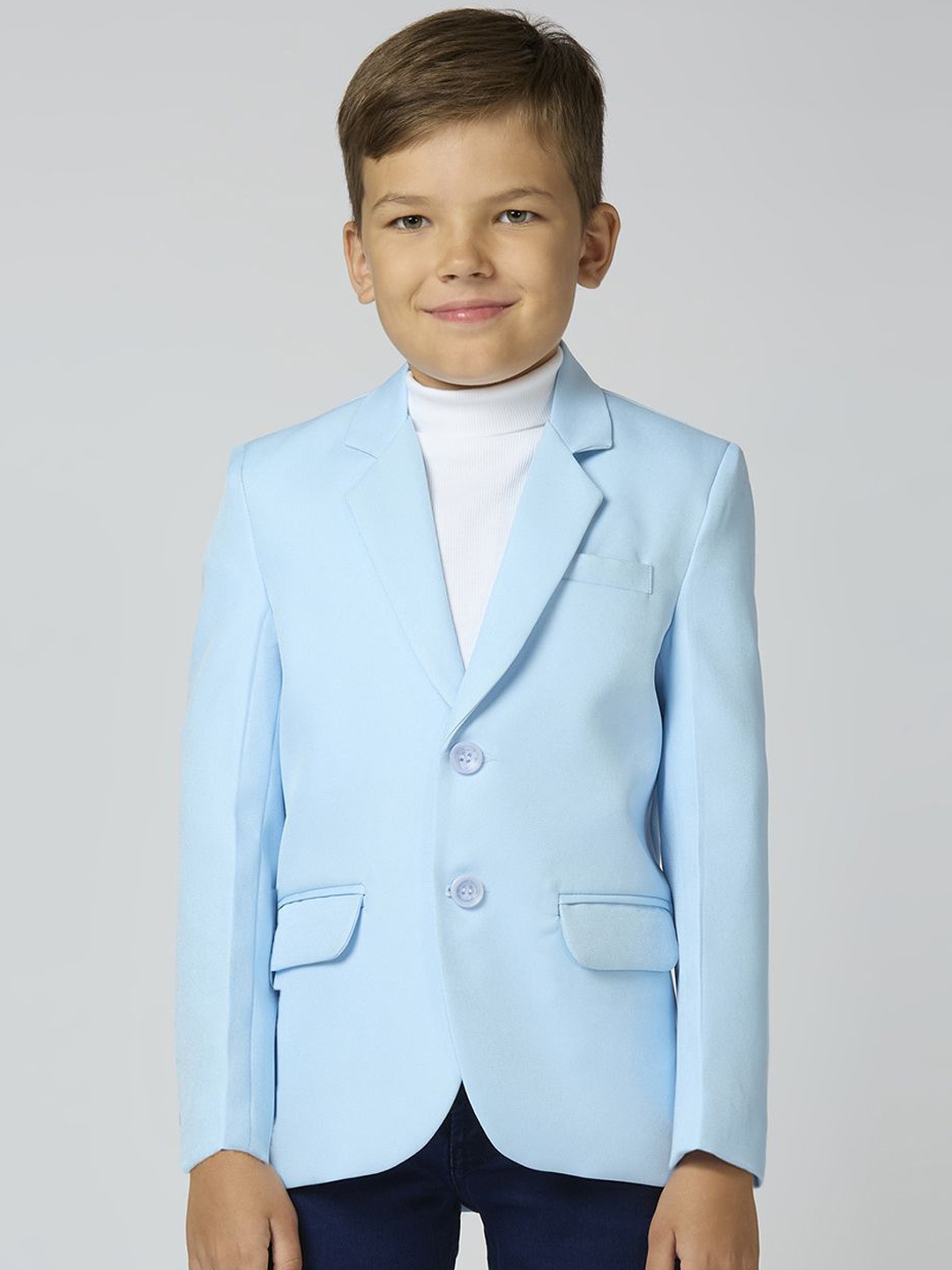 

YK Boys Slim Fit Long Sleeve Single Breasted Elegance Blazer, Blue