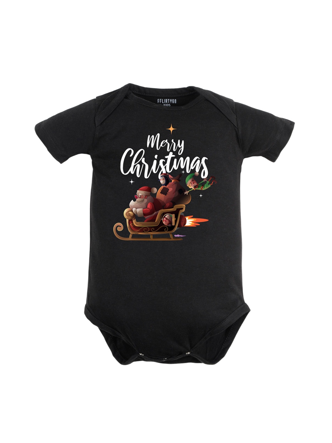 

FFLIRTYGO Infants Printed Cotton Bodysuit, Black