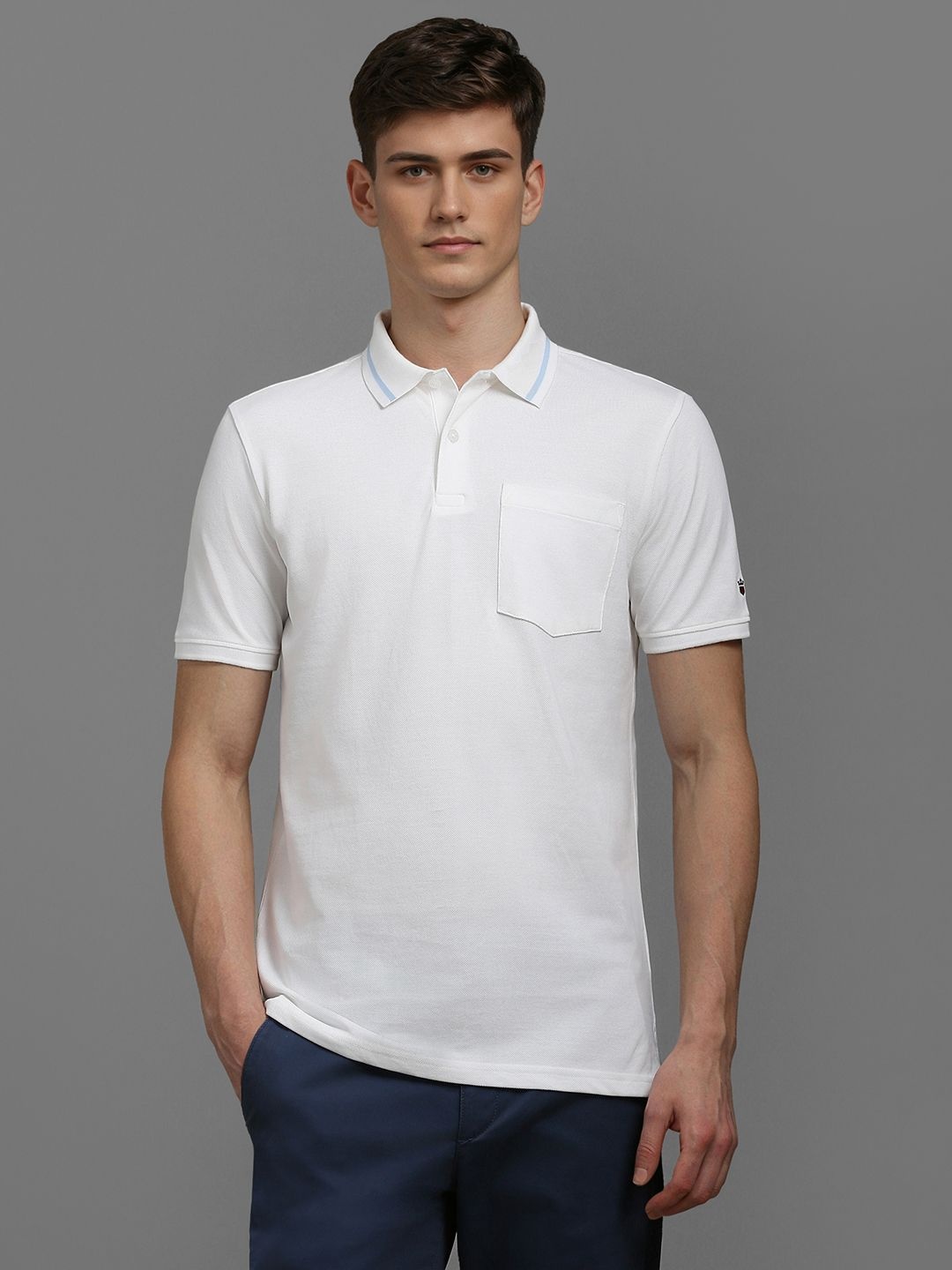 

Louis Philippe Sport Men Polo Collar Pockets Slim Fit T-shirt, White