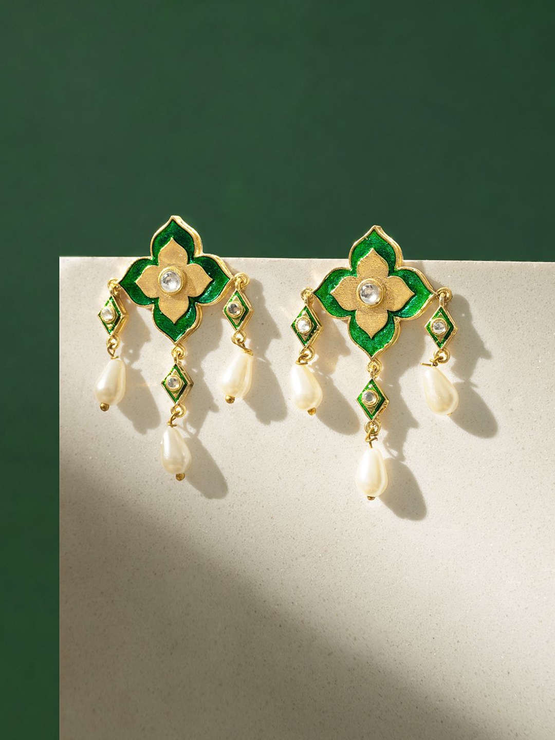 

TEEJH Contemporary Drop Earrings, Green