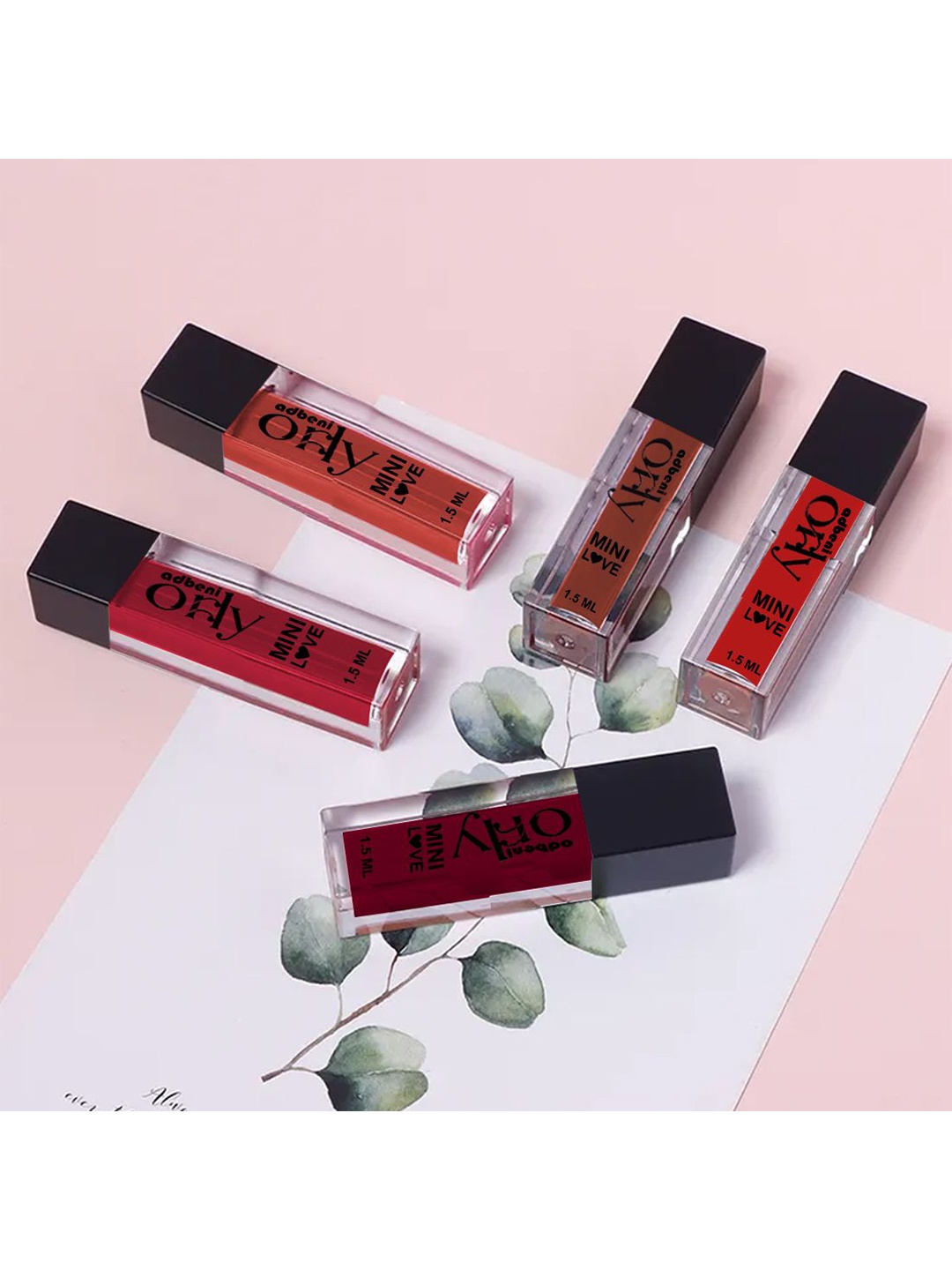 

Adbeni Set of 5 Mini Love Liquid Lipstick - 1.5 ml Each - Shade-D, Red