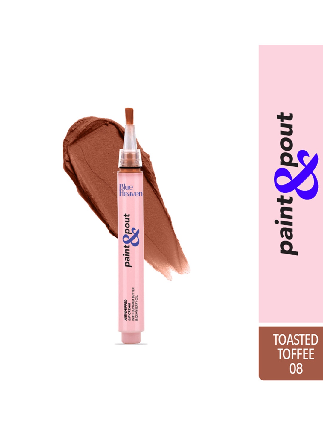 

Blue Heaven Paint & Pout Lightweight Matte Airwhipped Lip Cream 2 ml - Toasted Toffee 08, Brown