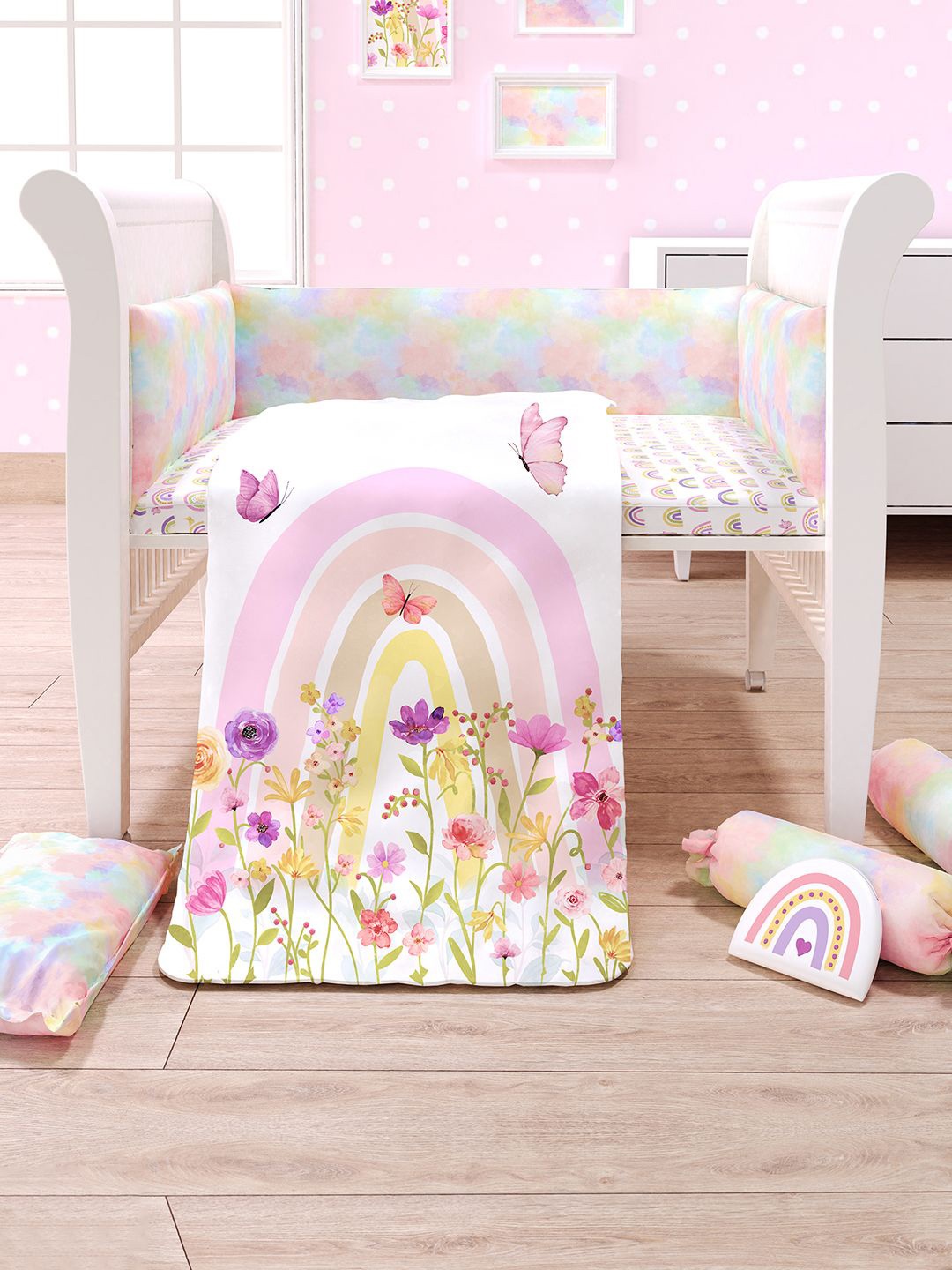 

Fancy Fluff Kids Printed Baby Cot Bedding Set, Pink