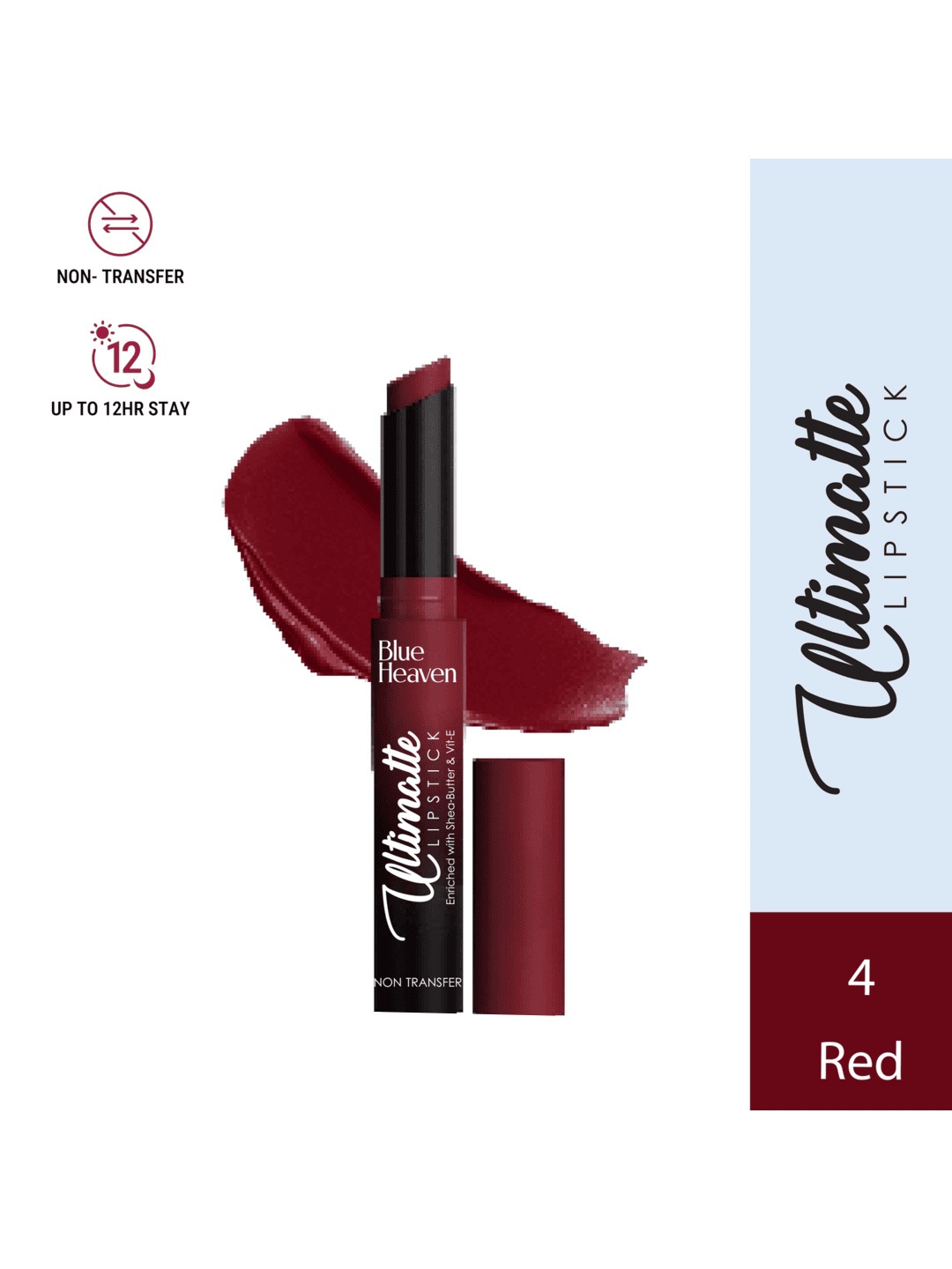 

Blue Heaven Ultimatte Non-Transfer Smudge Proof Waterproof Lipstick - Red 04, Maroon