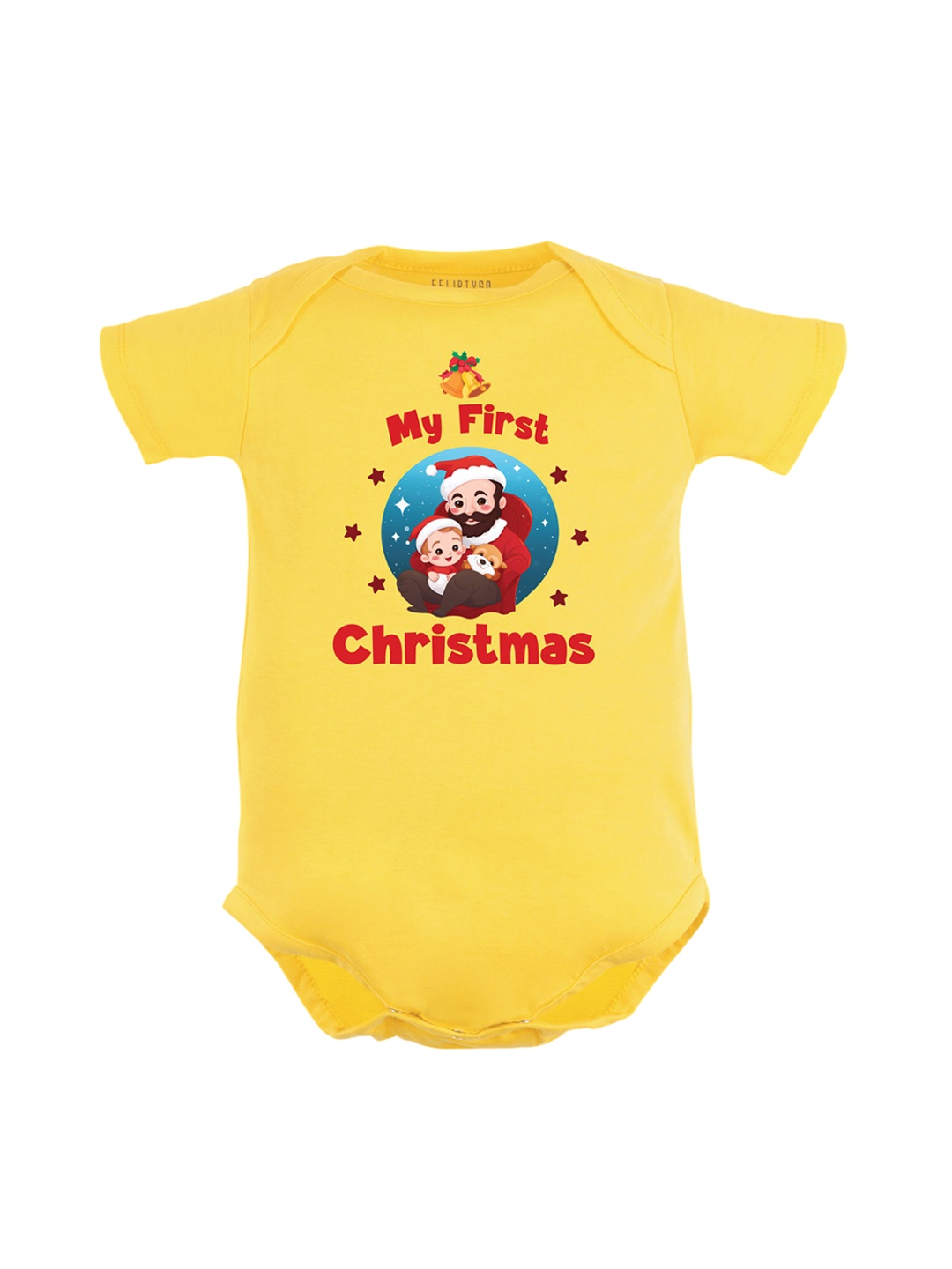 

FFLIRTYGO Infants Printed Pure Cotton Bodysuit, Yellow