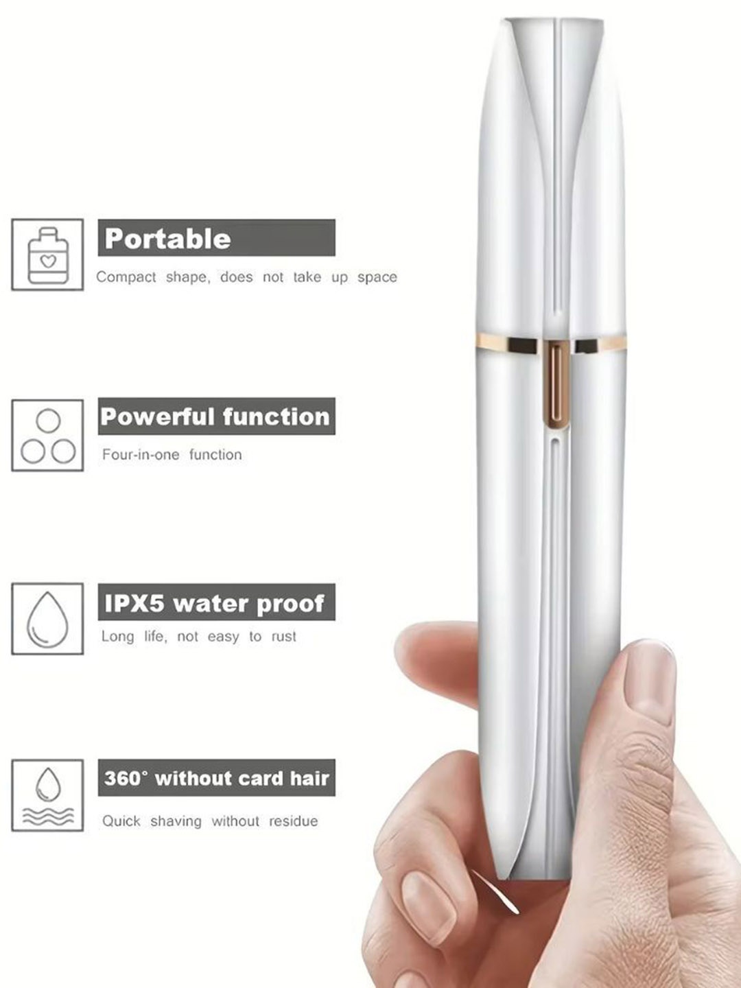 

SIGNAXO Rechargeable 4 In 1 Eyebrow Trimmer For Underarms, Bikini & Facial Hair Removal, White