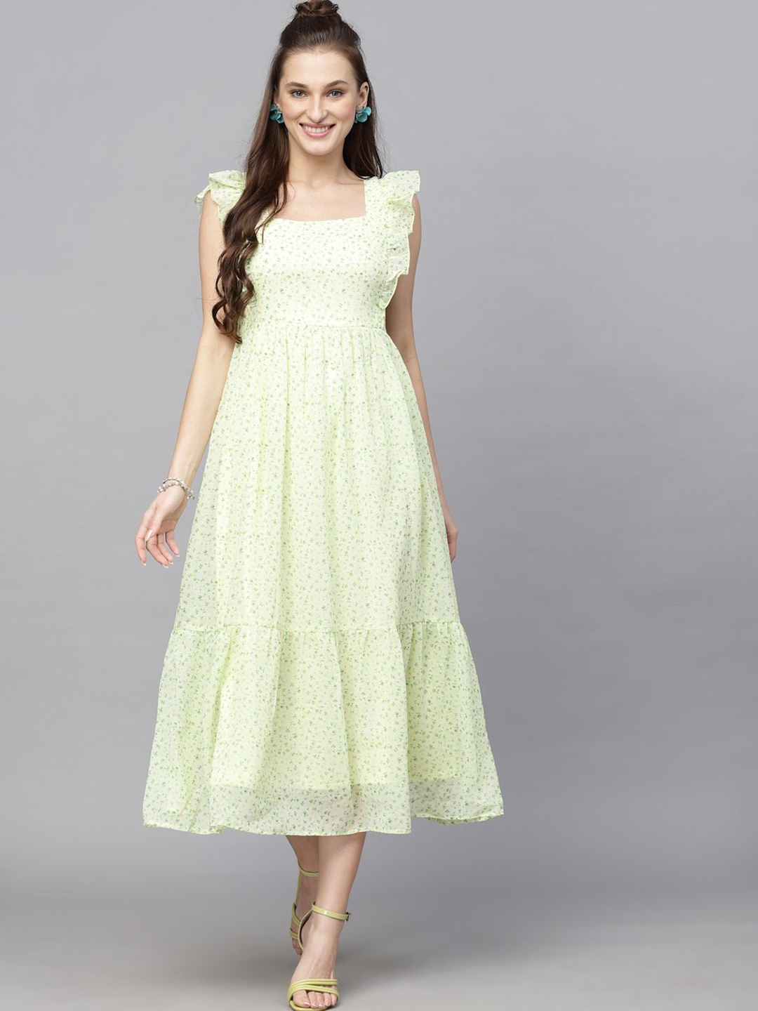 

BAESD Women Floral Printed Fit & Flare Maxi Dress, Green