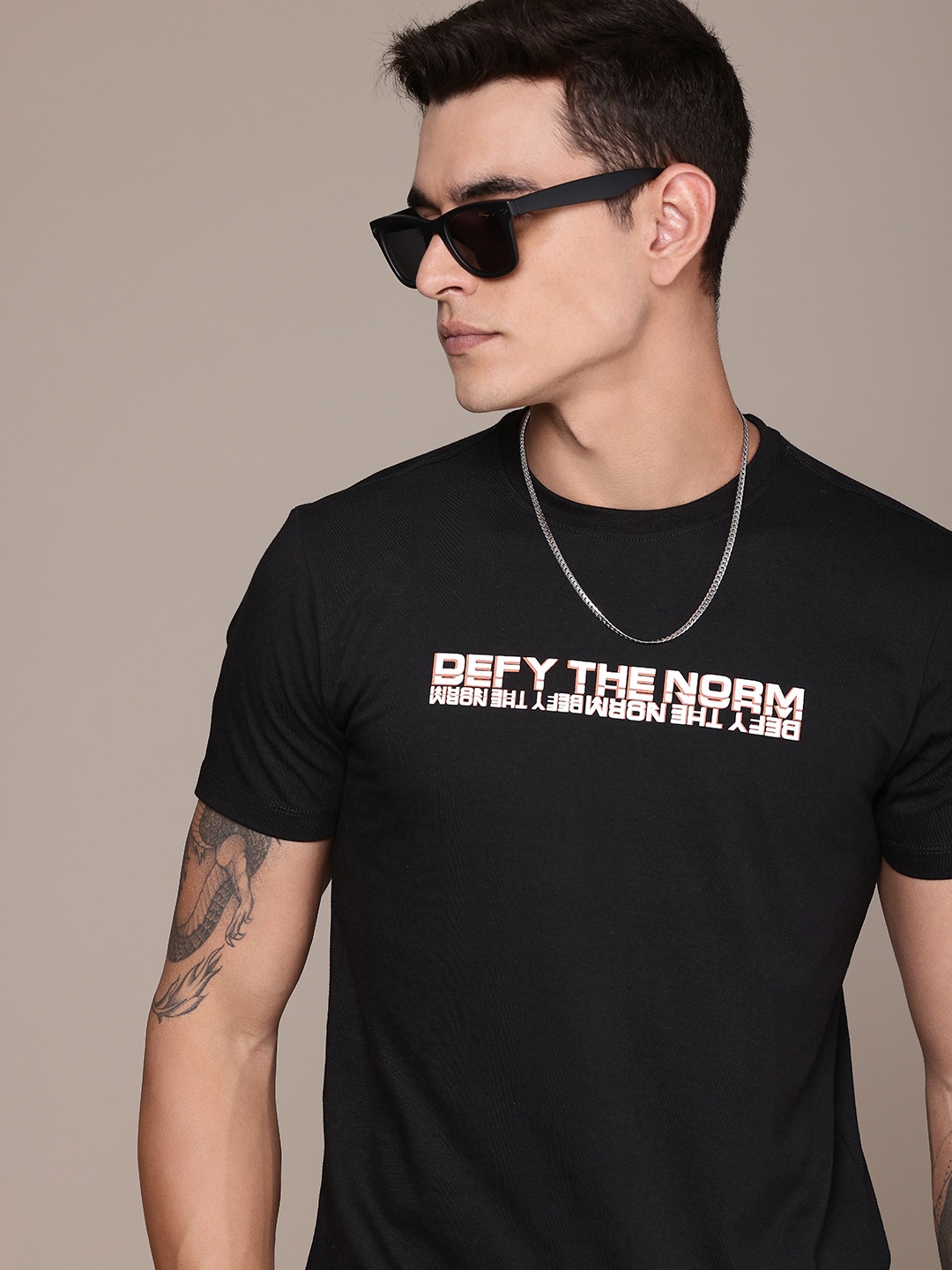 

FCUK Typography Printed Pure Cotton T-shirt, Black