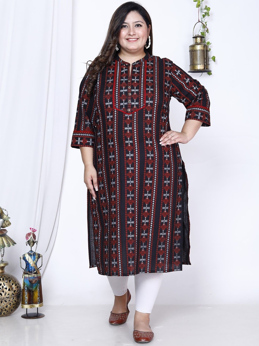 

KALINI Women Printed Floral Kurta, Black