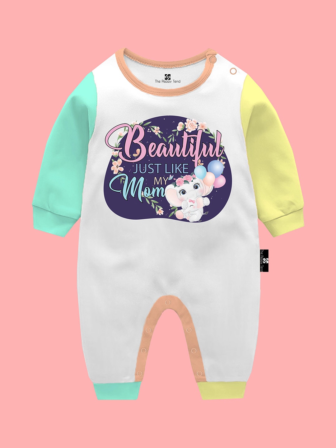 

The Peppy Tend Kids Typography Printed Romper, White