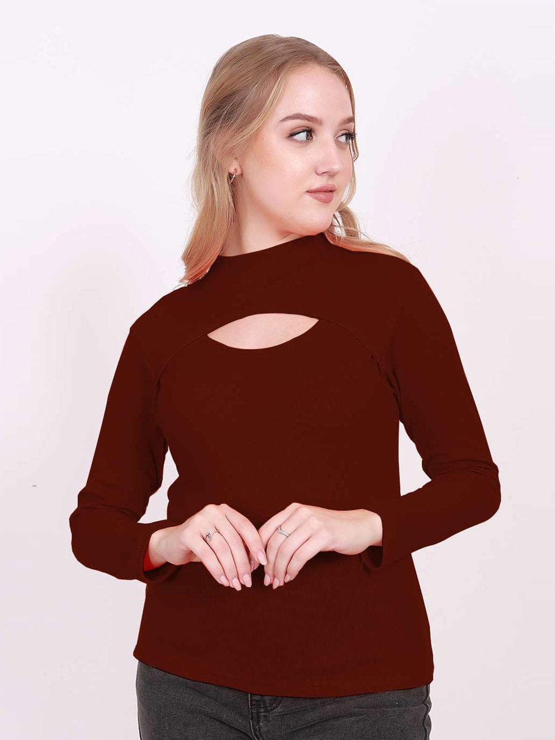 

BAESD Women Keyhole Neck Top, Maroon