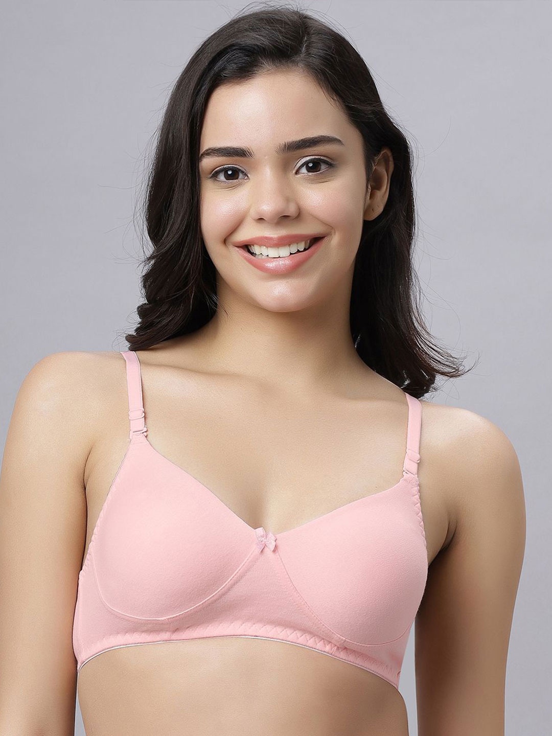 

Anoma Women Bra Full Coverage Non-Wired and Non Padded Bra, Pink