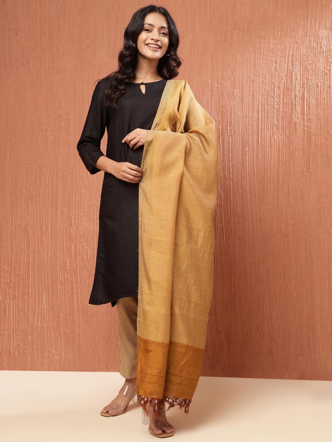 

Fabindia Woven Design Dupatta, Mustard